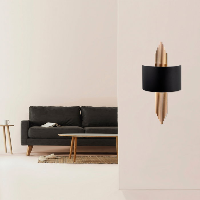 Opviq Lámpara de Pared Moderna Negro y Cobre